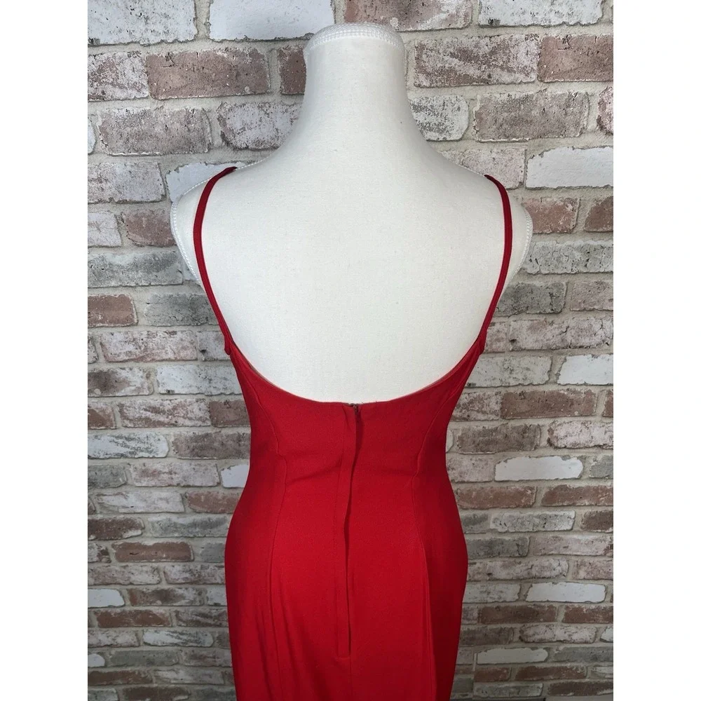 Vintage 1990's Jessica McClintock Red Prom Gown Rhinestone Neckline Sz 9/10‎
